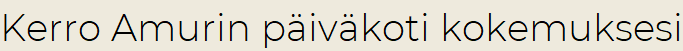 Kerro Amurin päiväkoti kokemuksesi